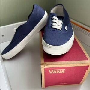 Vans Navy Canvas Low-Top Sneakers with White Sole